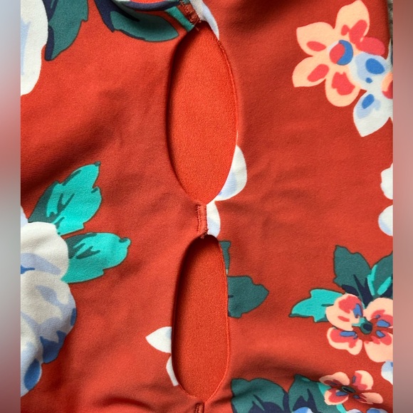 Aerie Orange Tropical Print Cutout Side One Piece Swimsuit Size XL - Picture 6 of 7